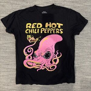 Red Hot Chili Peppers Black Short-Sleeve Graphic Tee with Pink Octopus